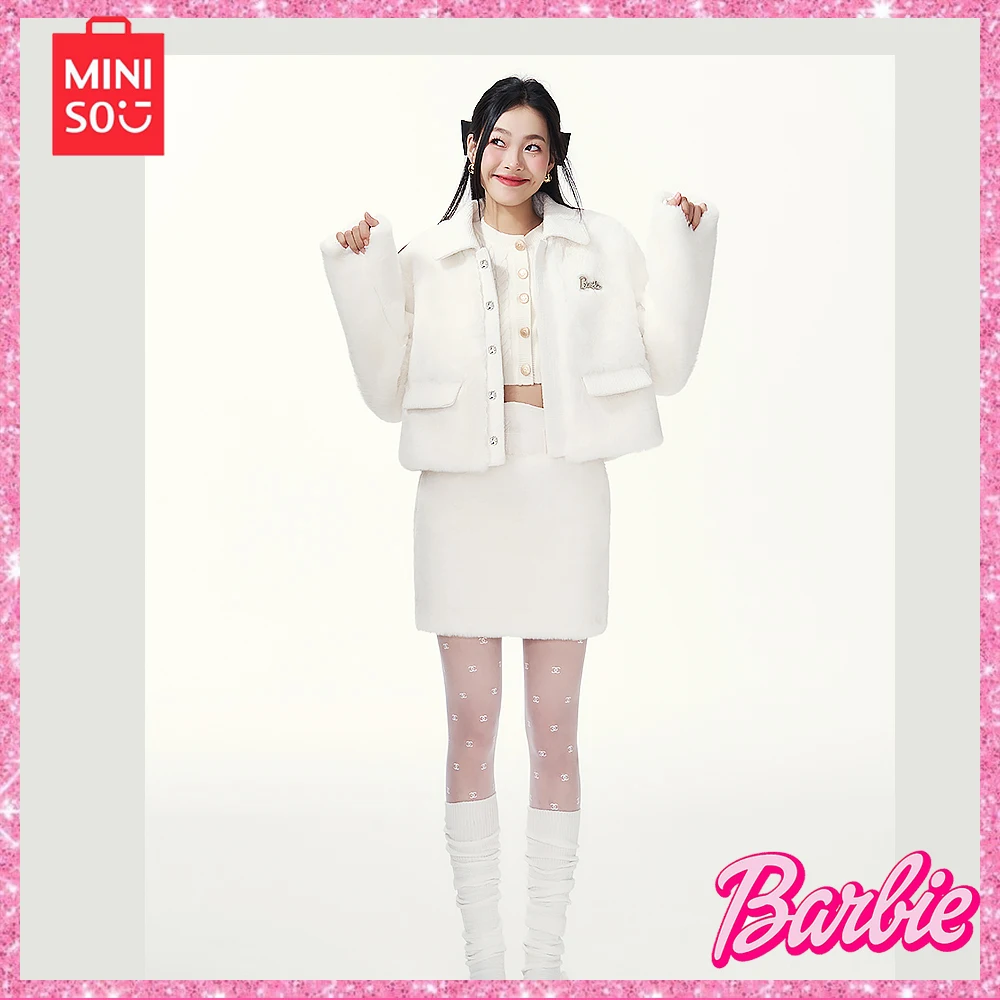 Новая зимняя Барби Miniso Y2K комбинированное теплое плюшевое меховое пальто
