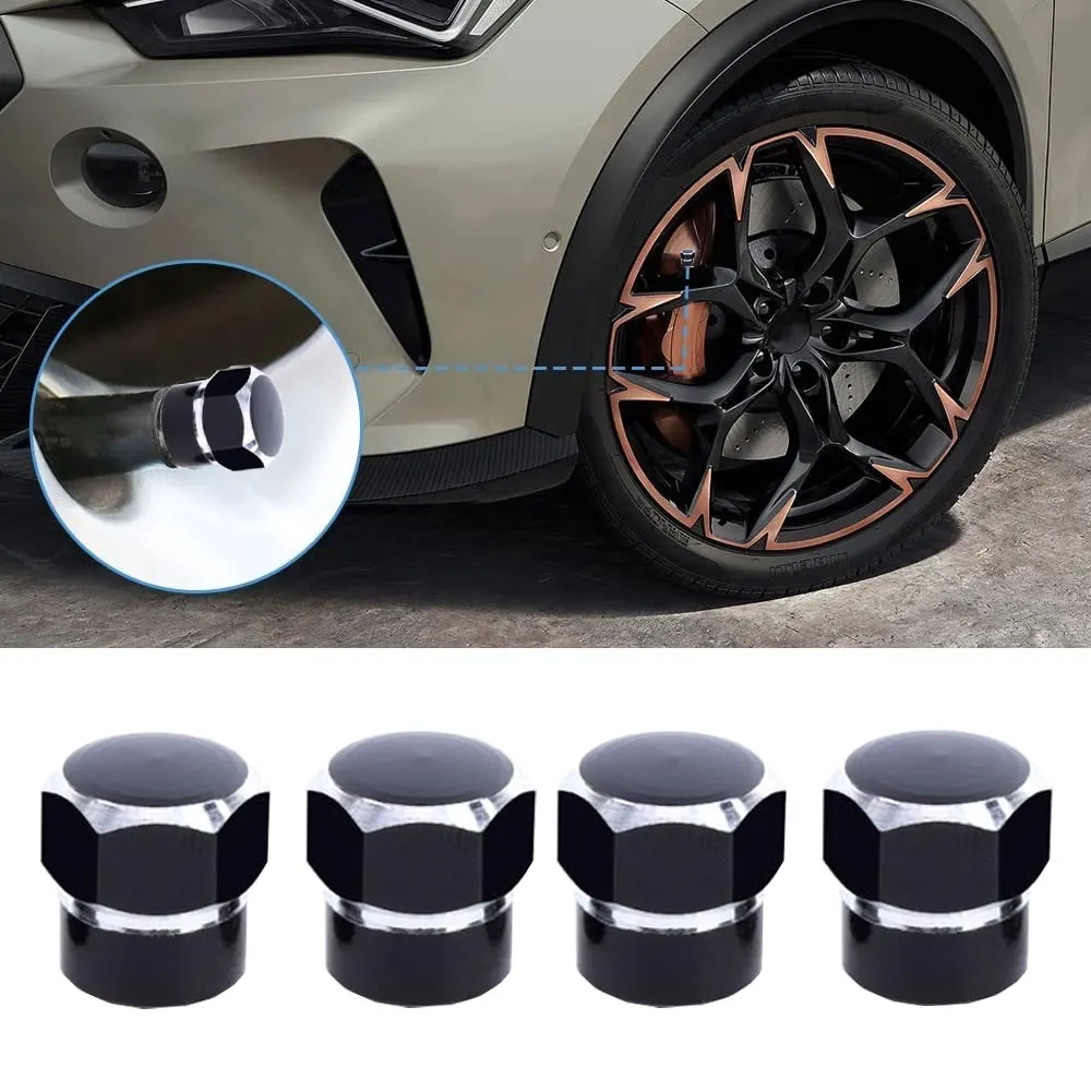 

4pcs Aluminum Universal Car Tire Valve Caps Tyre Wheel Hexagonal Ventil Air Stems Cover Auto Bicycle Airtight Rims Accessories