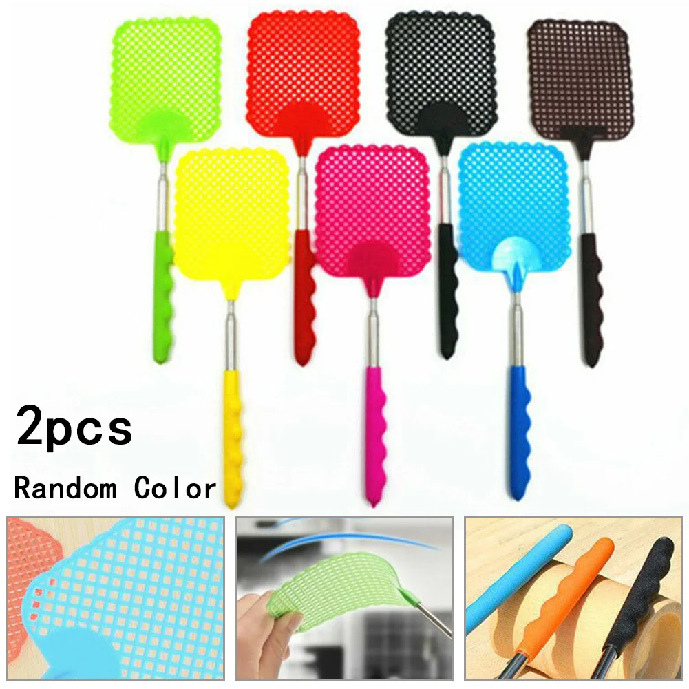 

Fly Killer Fly Swatter Retractable Telescopic 26-60cm 2pcs New Home Office Pest Flapper Summer Mosquito Swatter