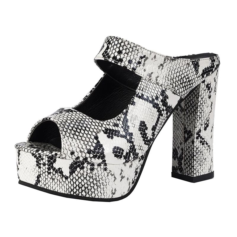 

Sandals Women Summer 2022 Platform Sexy Snake Print Slingbacks Party Shoes Spring High Heels Boots Female Large Size