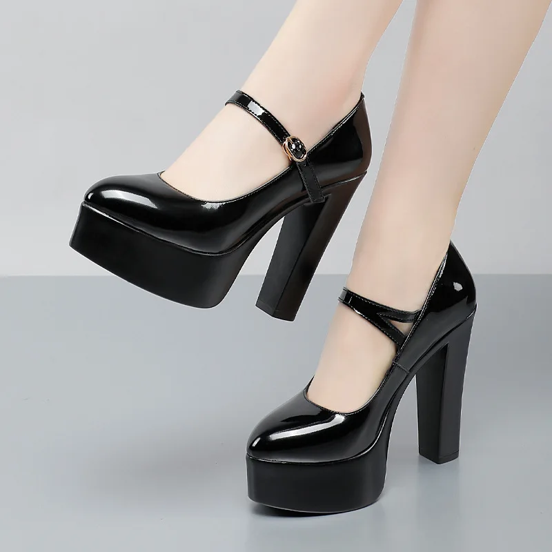 

Small Size 32-43 Elegant Thick Bottom Platform Pumps Women Wedding Shoes White 2023 Block High Heels Shoes for Office Model