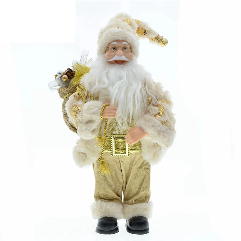 

30CM New Santa Claus Christmas Dolls Standing Christmas Figurine Holiday Decoration Layout Window Decor Kids Toys
