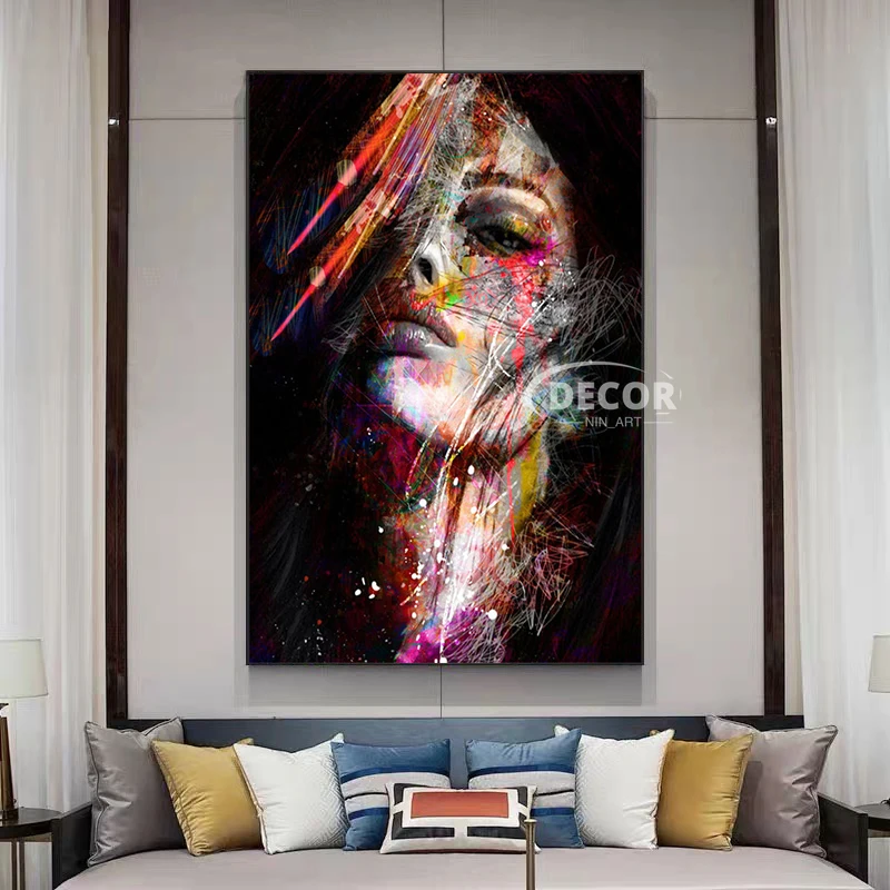 

Poster and Prints Graffiti Wall Art Abstract Woman Portrait Canvas Painting Modern Cuadros Wall Art Picture for LivingRoom Decor