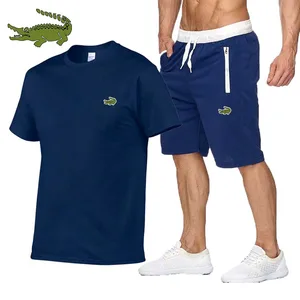 2022 spring, summer and autumn new  men's suit fashion leisure sports printed T-shirt + Capri Pants 