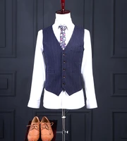 mens vest slim striped single breasted business versatile fashion sleeveless jacket