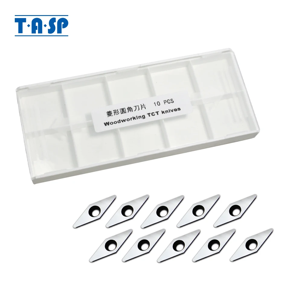 

Алмазные Пластины TASP с радиусом, твердосплавные втулки для токарного станка, сменные лезвия для токарного станка по дереву, 10 шт.
