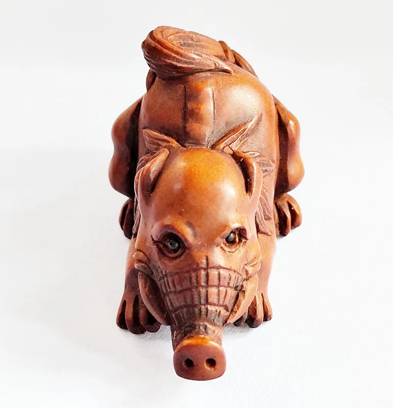 GX353 -20 лет 2 дюйма вырезанный вручную самшит Netsuke: Si Bu Xiang