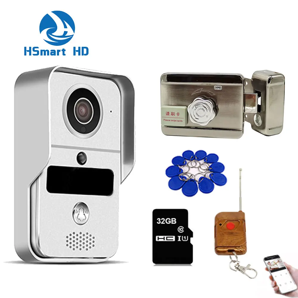

Tuya Smart Doorbell Wifi 1080P Phone Doorbell Intercom System + +Alunimum pane Camera + Electric Lock + ID Card Keyfobs