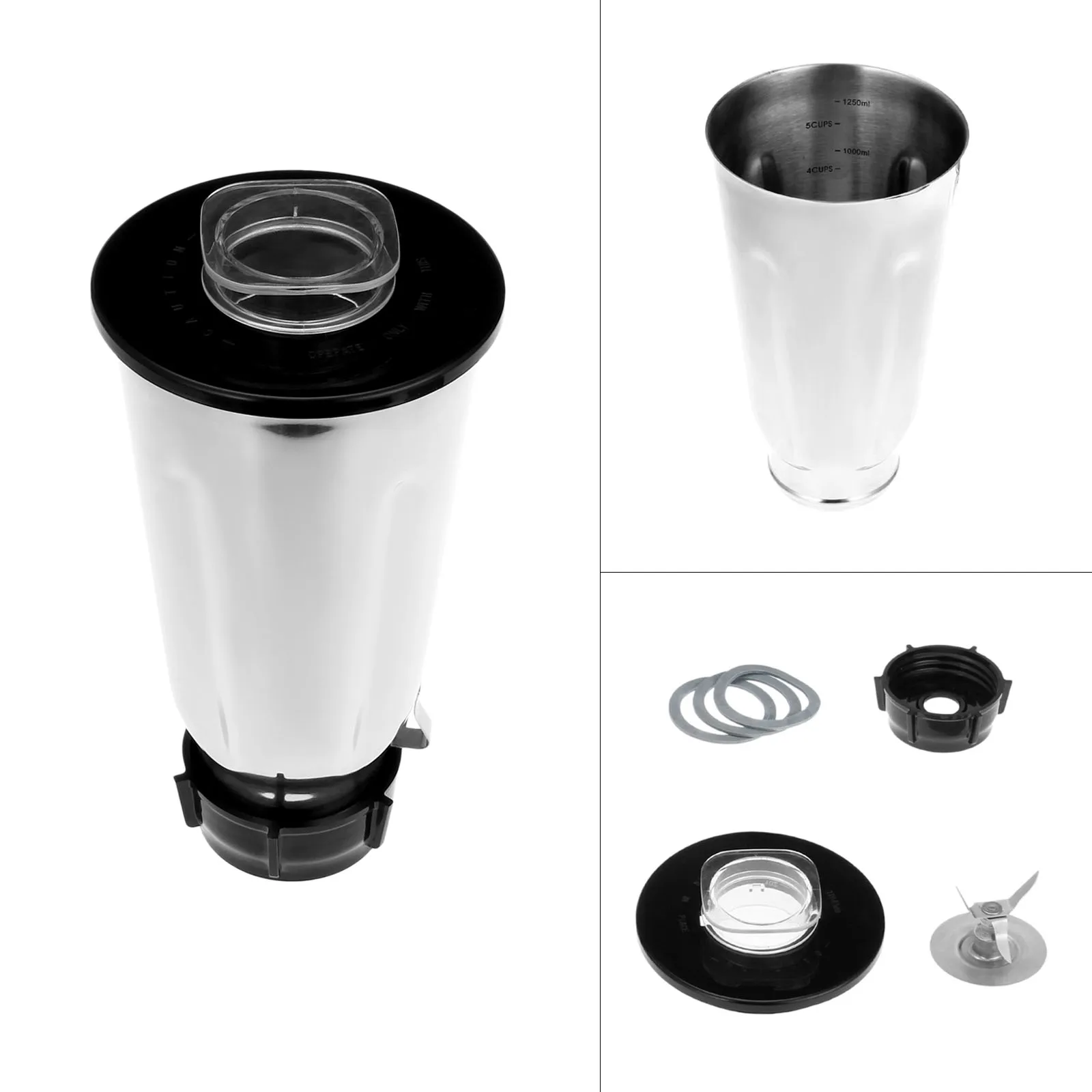 6pcs/kit 5 Cup Stainless Steel Blender Jar Set Lid/ice Crush