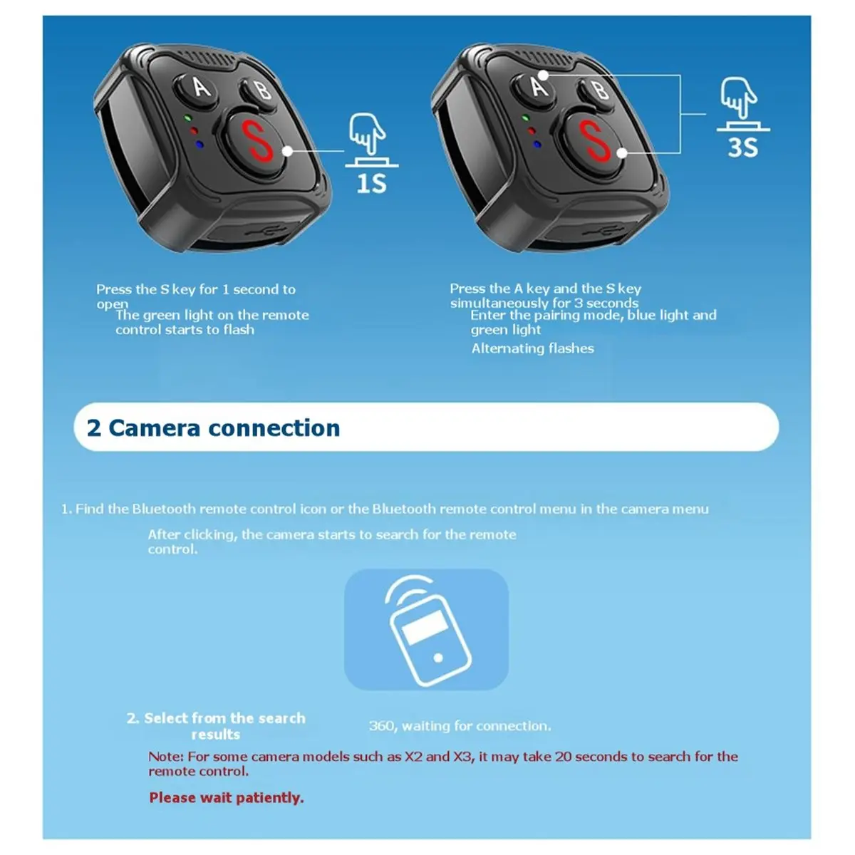 Фото Динамическая экшн-камера с Bluetooth-пультом дистанционного управления для DJI, Insta360, GoPro, совместимая с различными моделя №2