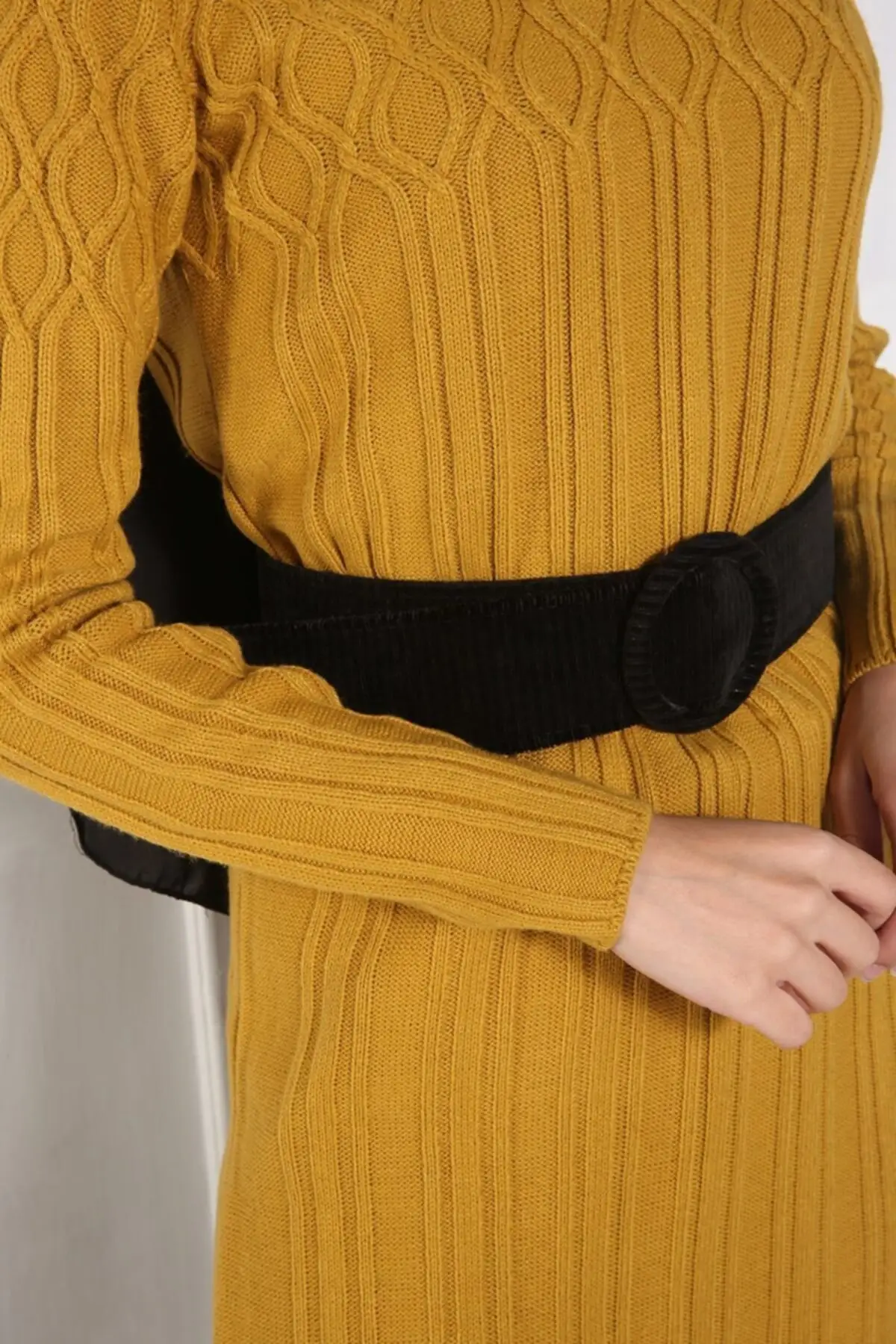 

Mustard Sweater Tunic 1048-36120 Women Muslim Sweater