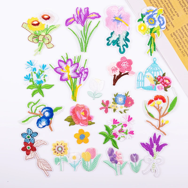 Вышивка, роза, лаванда, цветок, патчи для клейкой ткани, наклейки на джинсы, «сделай сам», цветы, патчи, сумки, декоративные аксессуары, Бесплатная доставка