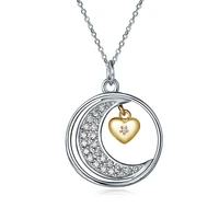 sterling silver necklace love romantic engraving moon and back blockbuster