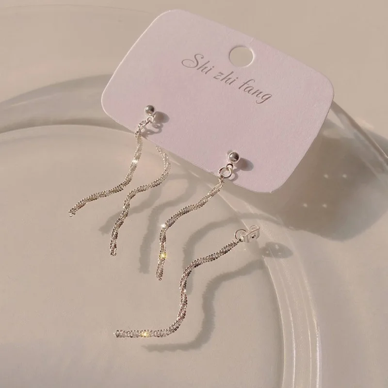 Модные длинные серьги Lovelink серебряного цвета с кисточками геометрические