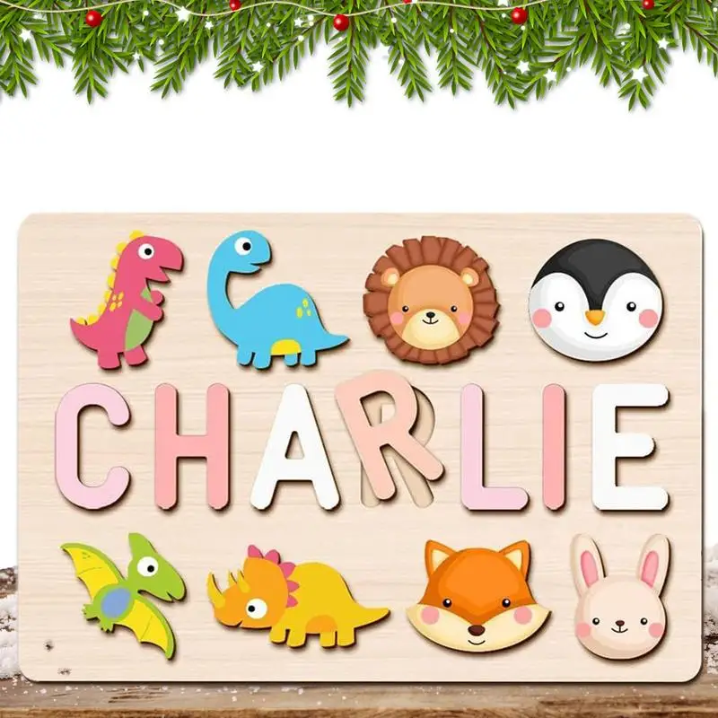 

Wooden Name Puzzle Cartoon Name Kids Puzzles For Toddlers Baby Gift With Animal Novelty Lovely Educational Toy For 1 Year Old Bo
