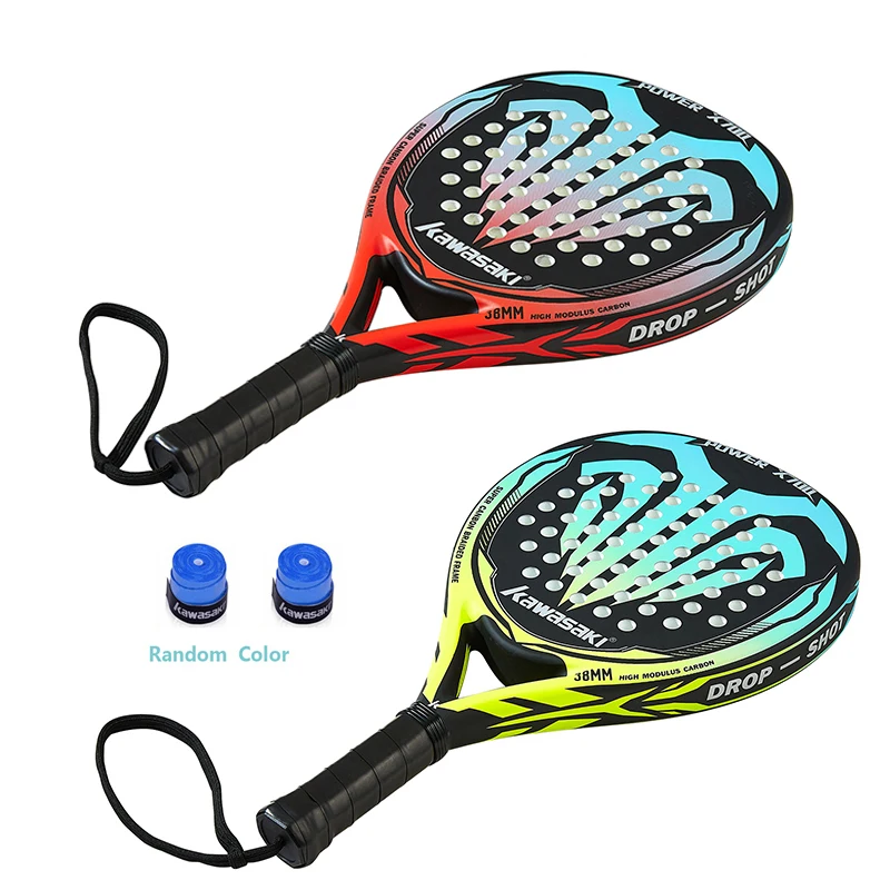 

Kawasaki 2021 Padel Tennis Carbon Fiber Soft EVA Face Tennis Paddle Racquet with Padle Bag Cover Beach Tennis Paddle Racket