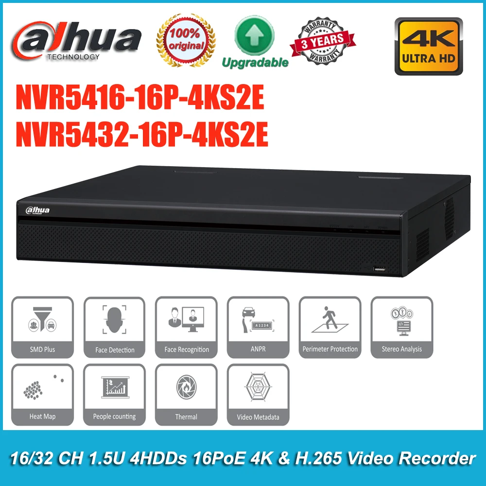 

Оригинальный видеорегистратор Dahua NVR5432-16P-4KS2E 16/32, 16POE 4HDDs 4K NVR5416-16P-4KS2E
