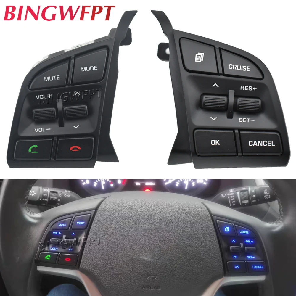 Кнопки управления круиз-контролем на руль для Hyundai Tucson 2015-2019 кнопки дистанционного управления громкостью переключатели автомобильные аксессуары 96710D3500