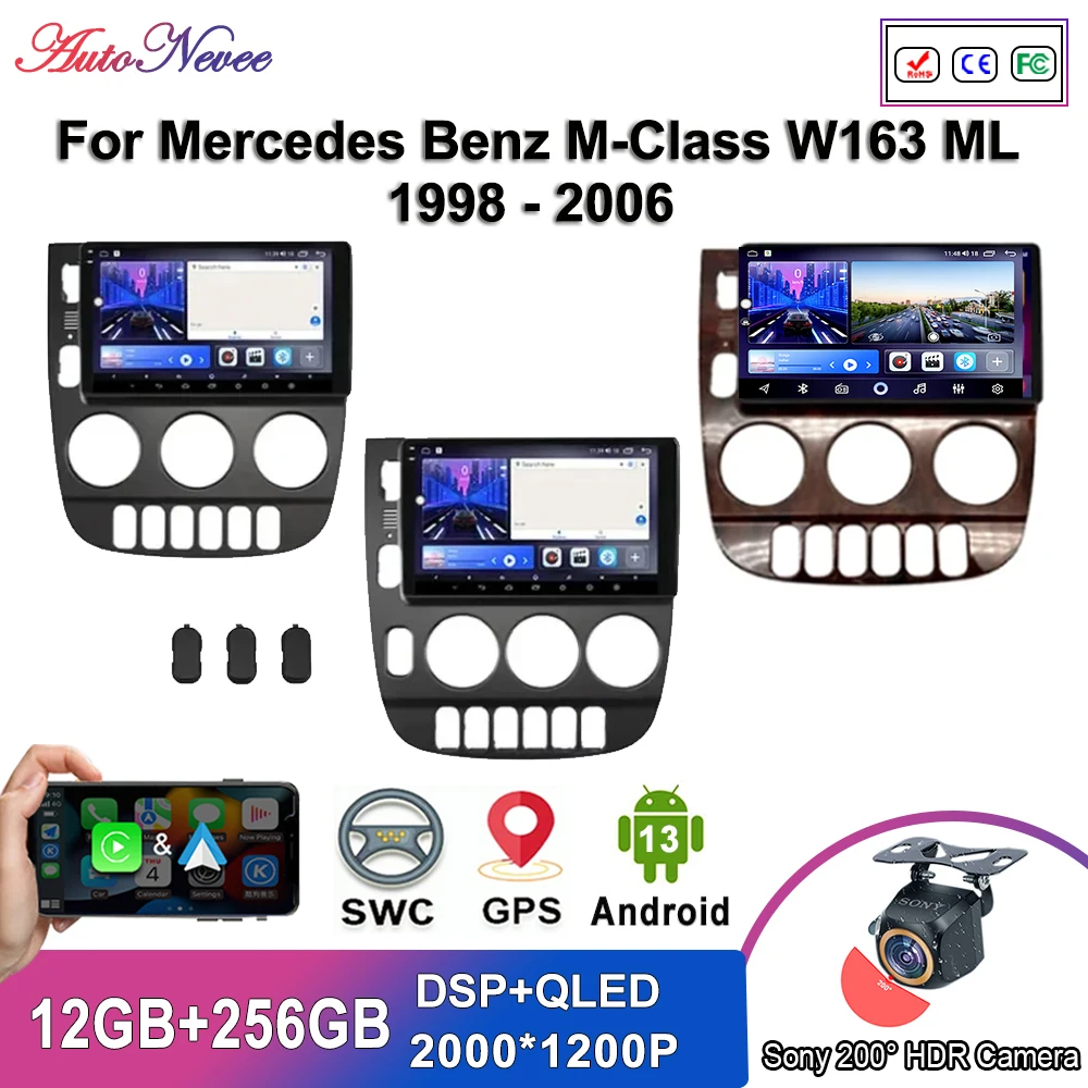 Мультимедийная система Android 13 для Mercedes Benz M-Class W163 ML 1998-2006 автомобильное радио