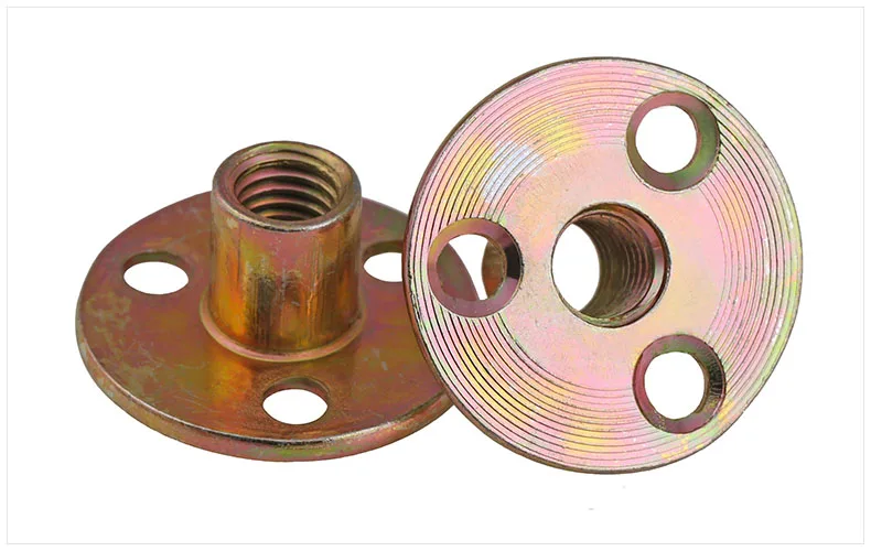 

Iron Plate Nut Furniture Plywood on Lock Nut Sofa Foot Lock Galvanized Three-hole Nut M8 M10 5pcs