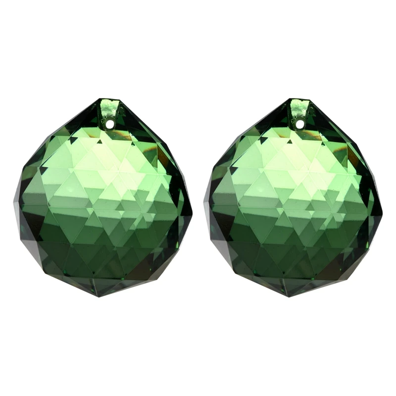 

2Pcs 40Mm Feng Shui Crystal Ball - Green