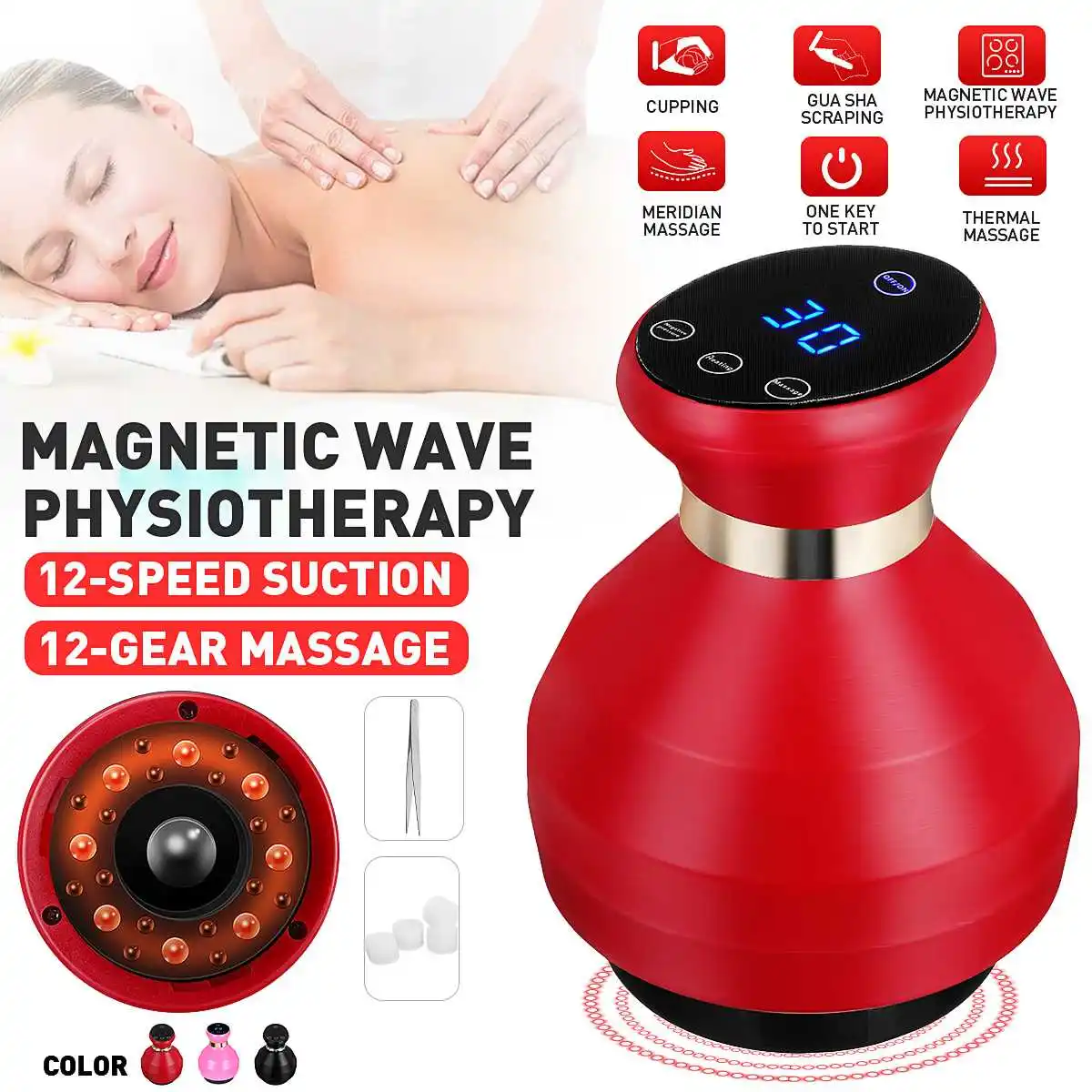 

Electric Cupping Massage Heating Guasha Suction Scraping Massager Screen Touch Body Slim Physiotherapy Cupping Device Electric M