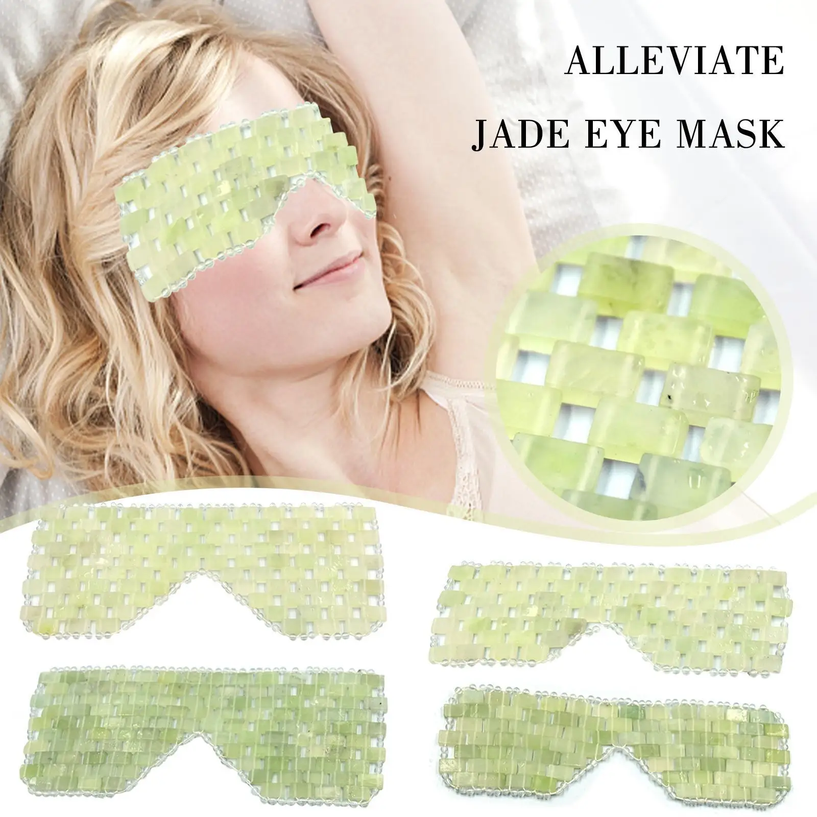 

Натуральная Нефритовая маска для глаз, массажер для лица, маска для сна, Нефритовая маска для холодной терапии, уход, массаж, красота, камень ...