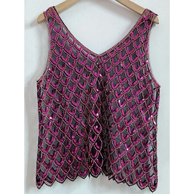 Топ без рукавов в стиле ретро изысканная простая сетчатая верхняя одежда с