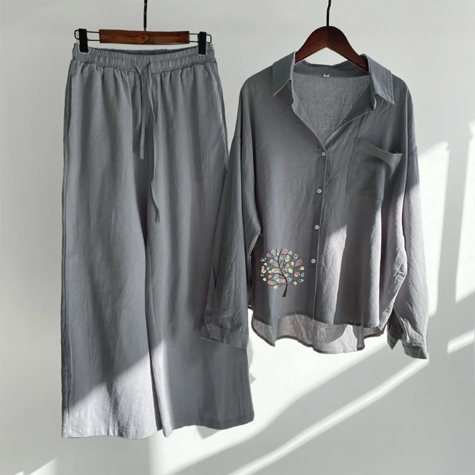 

Summer Loose Pants Set O-Neck Top Wide Leg Pants Two Piece New Elegant Pullover Pants Summer Suit Women Harajuku Style Suit