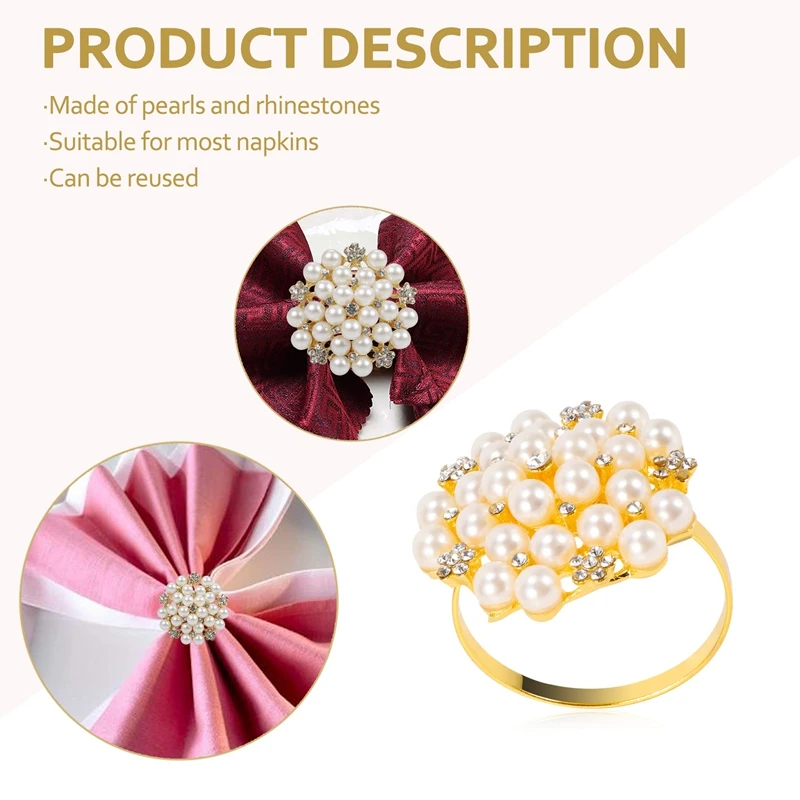 12-упак. кольца для салфеток с жемчугом кольцевые пряжки держателя из нежного