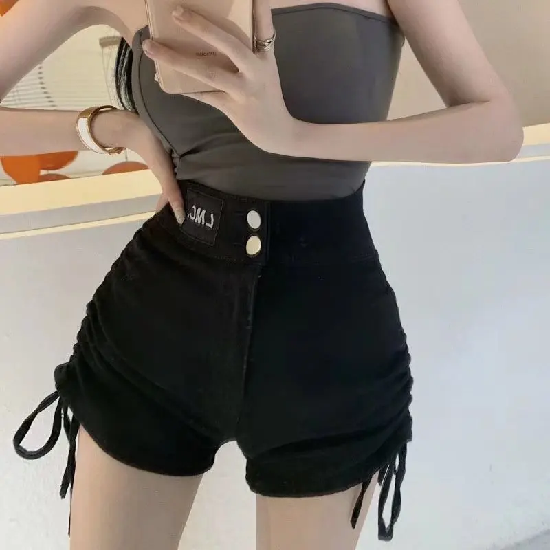 Shorts women's 2023 summer new Korean version design sense thin elastic high Fanny pack hip A-word hot pants