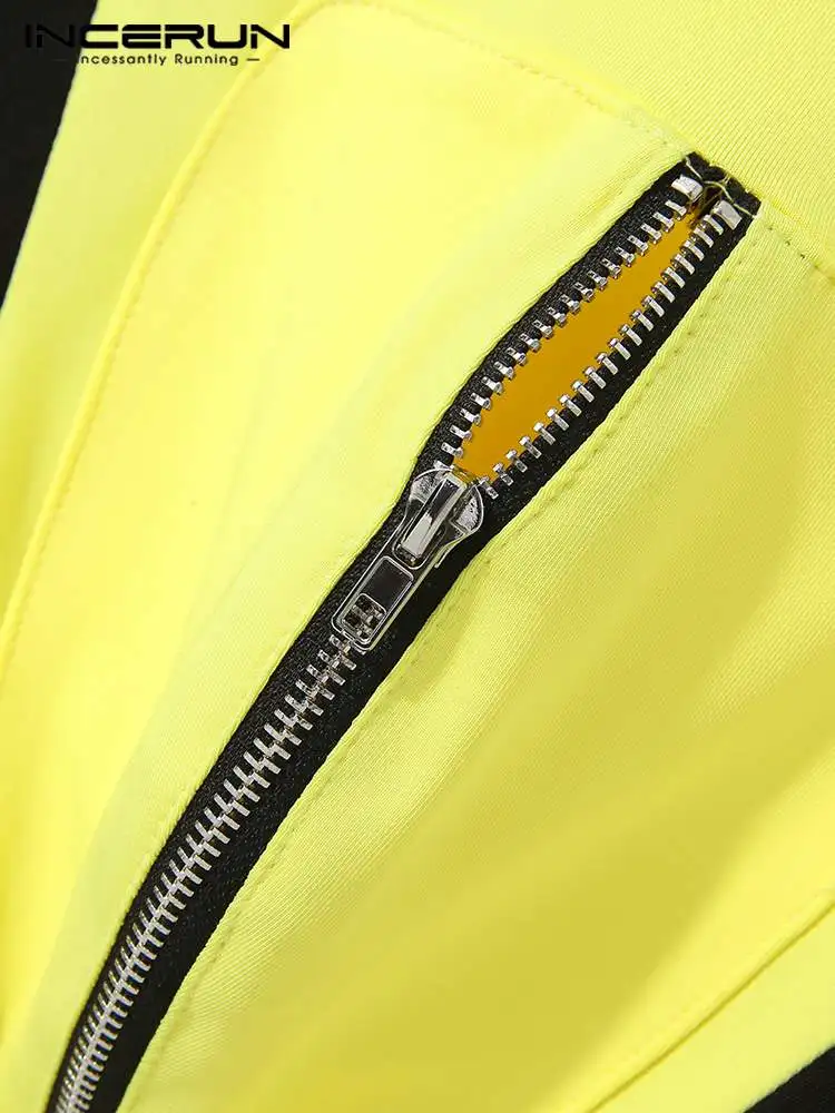 INCERUN 2023 Comfortable Homewear Men Hot Sale Sleeveless Jumpsuit Fashion Casual Style Male V-neck Splicing Zip Bodysuits S-5XL