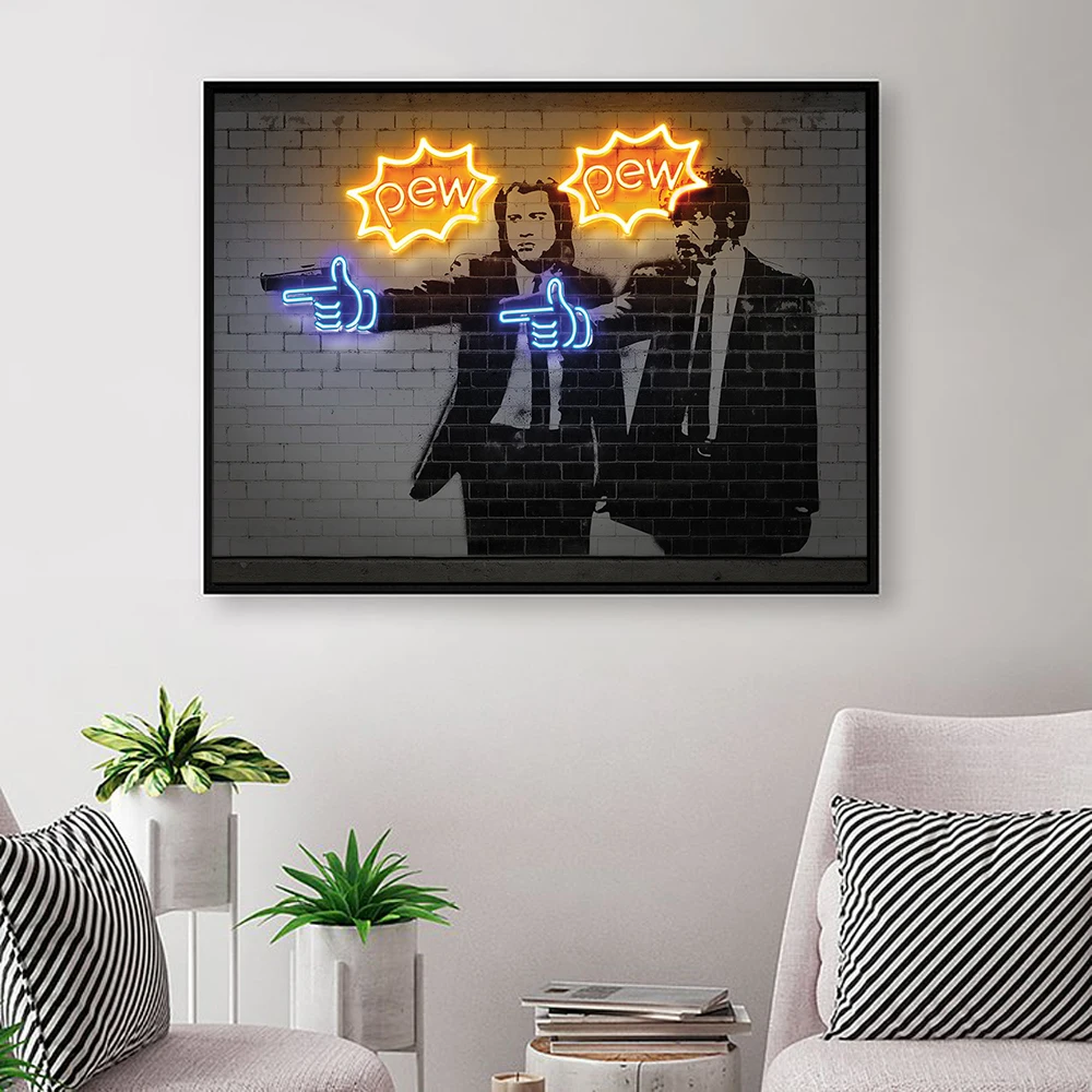 

Abstract Poster Robot Keith Artwork Canvas Painting Modern Art Print Neon Sign Mona Lisa Wall Picture For Living Room Home Decor