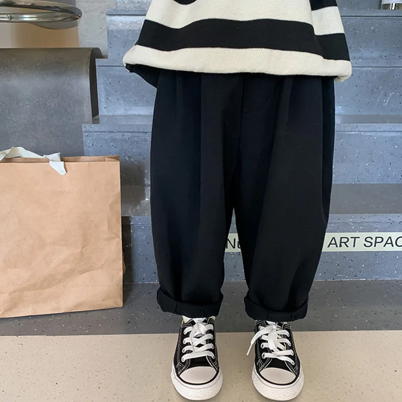 

Jonmi Deer Solid Style Color Casual Spring 2023 Pants Children Boys Trousers Loose Cotton Korean Haren Baby