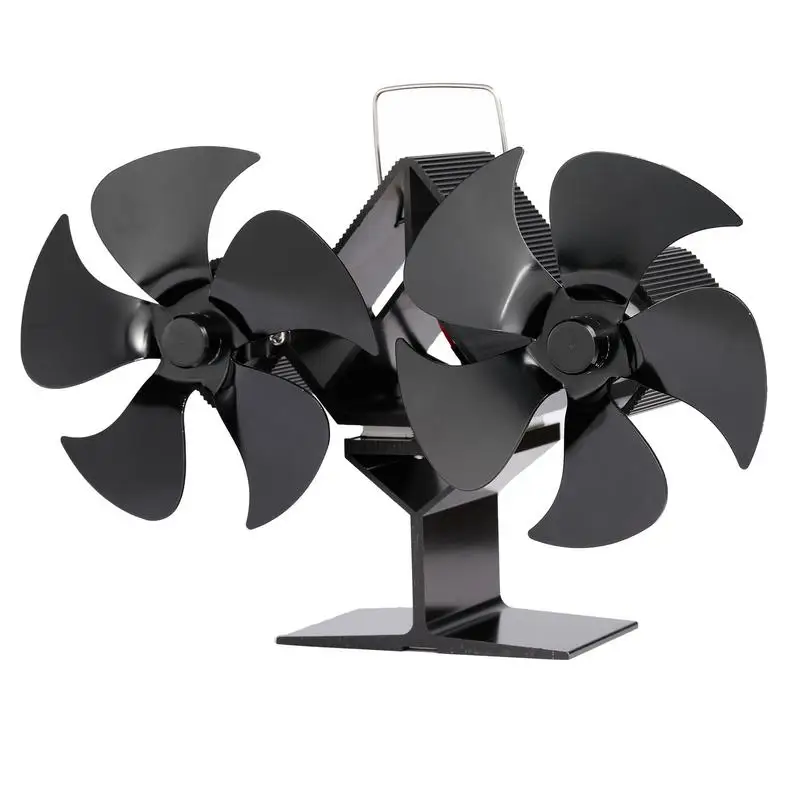 

Doubleheaded Fireplace 5 Blade Heat Powered Stove Fan Log Wood Burner Eco Friendly Quiet Fan Home Efficient Heat Distribution