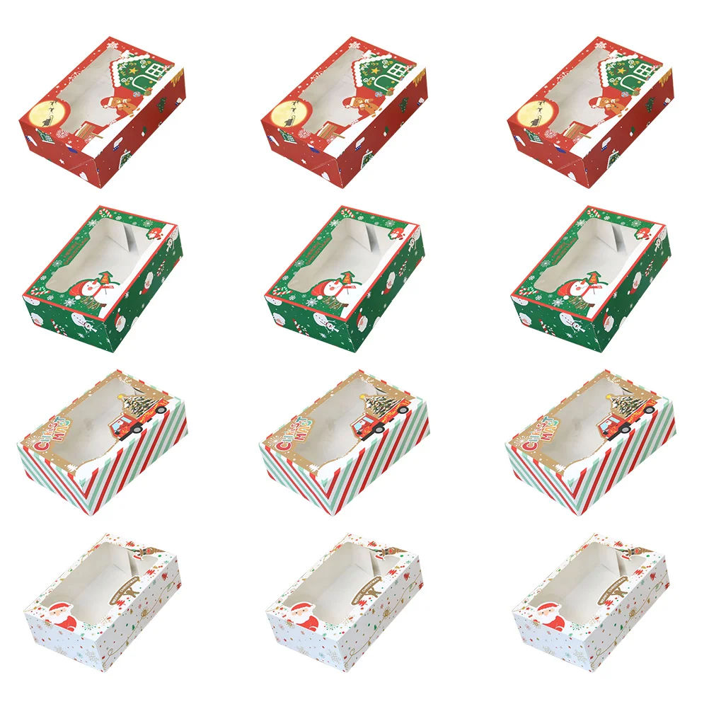 

Box Christmas Boxes Paper Gift Bakery Holiday Favor Treat Biscuit Cardboardchocolate Present Kraft Goodiecookie Cardstock Candy