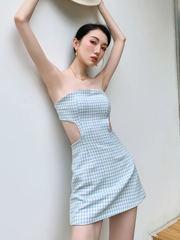 

Французское элегантное модное маленькое летнее платье, женское корейское привлекательное мини-платье без рукавов, облегающее платье