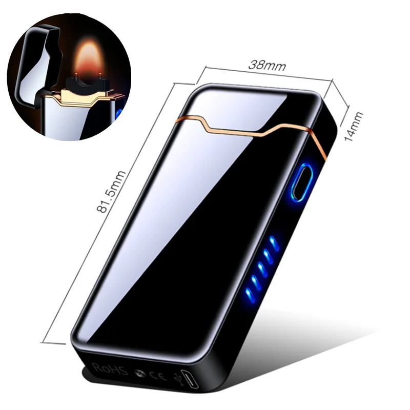 

2022 New Touch Ignition Arc Electronic USB Electric Flame Windproof Lighter Metal Gift AI Charge Protection Cigar Lighters