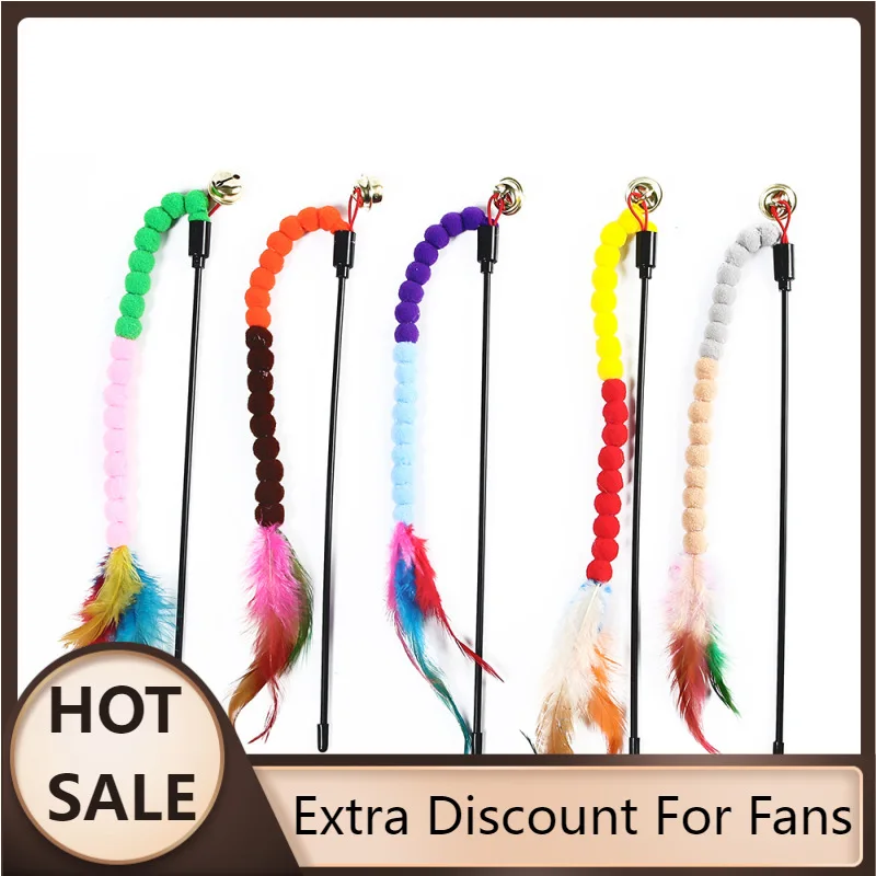 

Новинка, игрушка для домашних животных, кошка, палочка с помпоном и перьями, забавная палочка, котенок, интерактивные игрушки для животных, р...