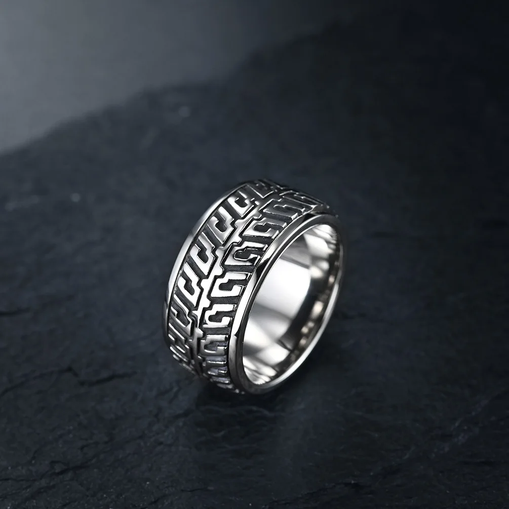 Вращающееся кольцо из титановой стали с изображением автомобильных шин мужское