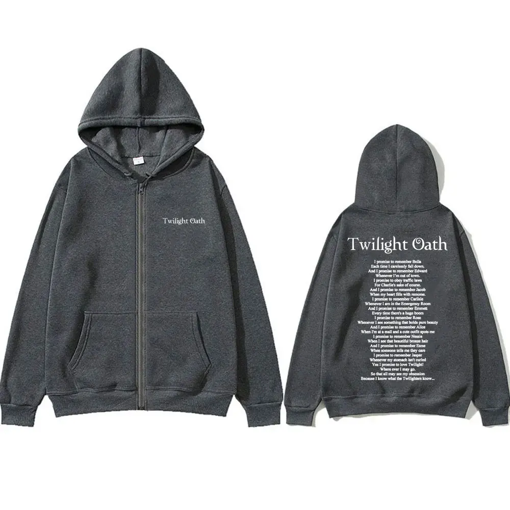 TV Play Twilight Oath Logo Graphic Zipper Hoodie Unisex Casual Fleece Zip Up Jacket Men Women Vintage Oversized Hoodies