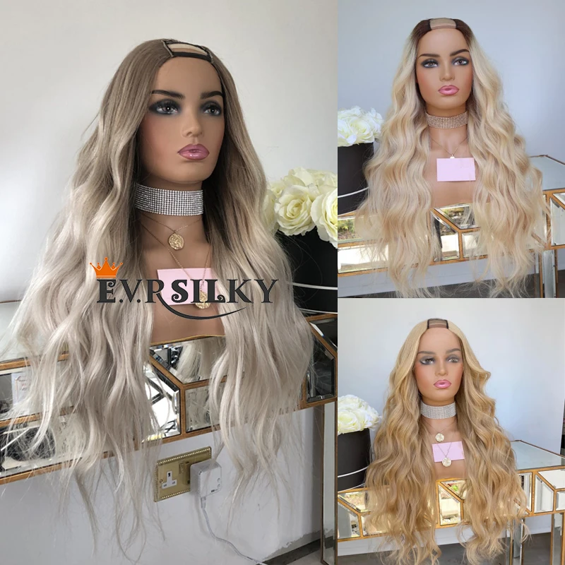 

Парик женский из 100% натуральных волос с эффектом омбре, 1 х4 дюйма