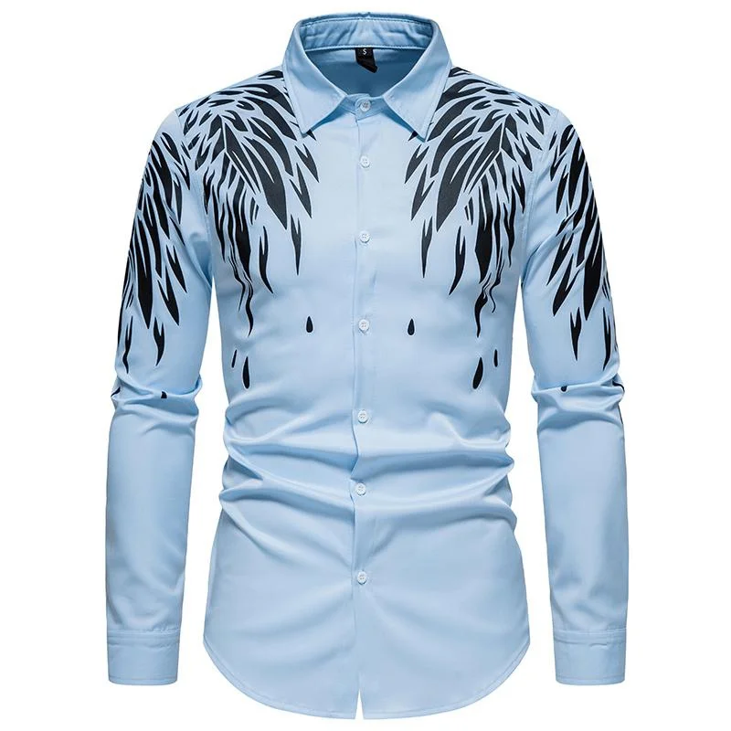 

Men's Printed Shirts Long Sleeve Slim Button-Up Shirts Fashion Party Shirts