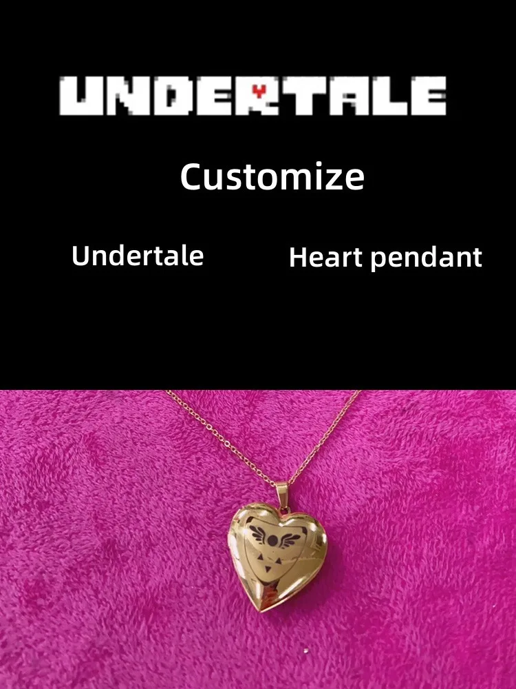 

Настраиваемая игра UNDERTALE романтическое сердце фоторамка ожерелья могут быть открыты влюбленные друг Подвеска Украшения Подарки