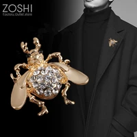 luxury bete shape brooches for men fashion gold plated fashion rhinestone brooch pins insect women party christmas gifts