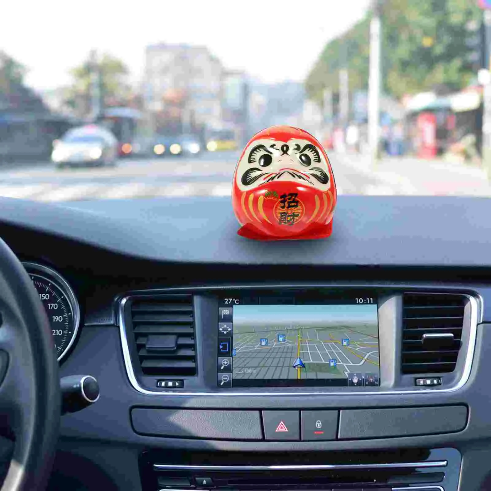 

Porcelain Mini Daruma Figure Car Decoration Wishing Japanese Dolls