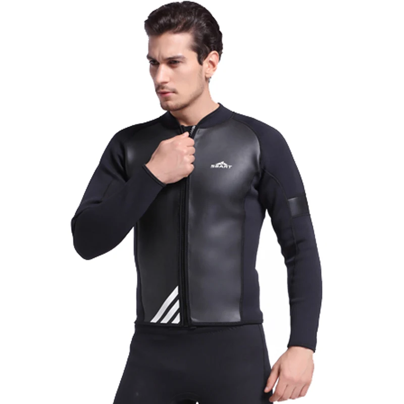 

SBART 2MM Neoprene Wetsuit Jacket Men Long Sleeve Full Zipper Super Stretch Wetsuits Tops for Surfing Warm Sunscreen Jumpsuit
