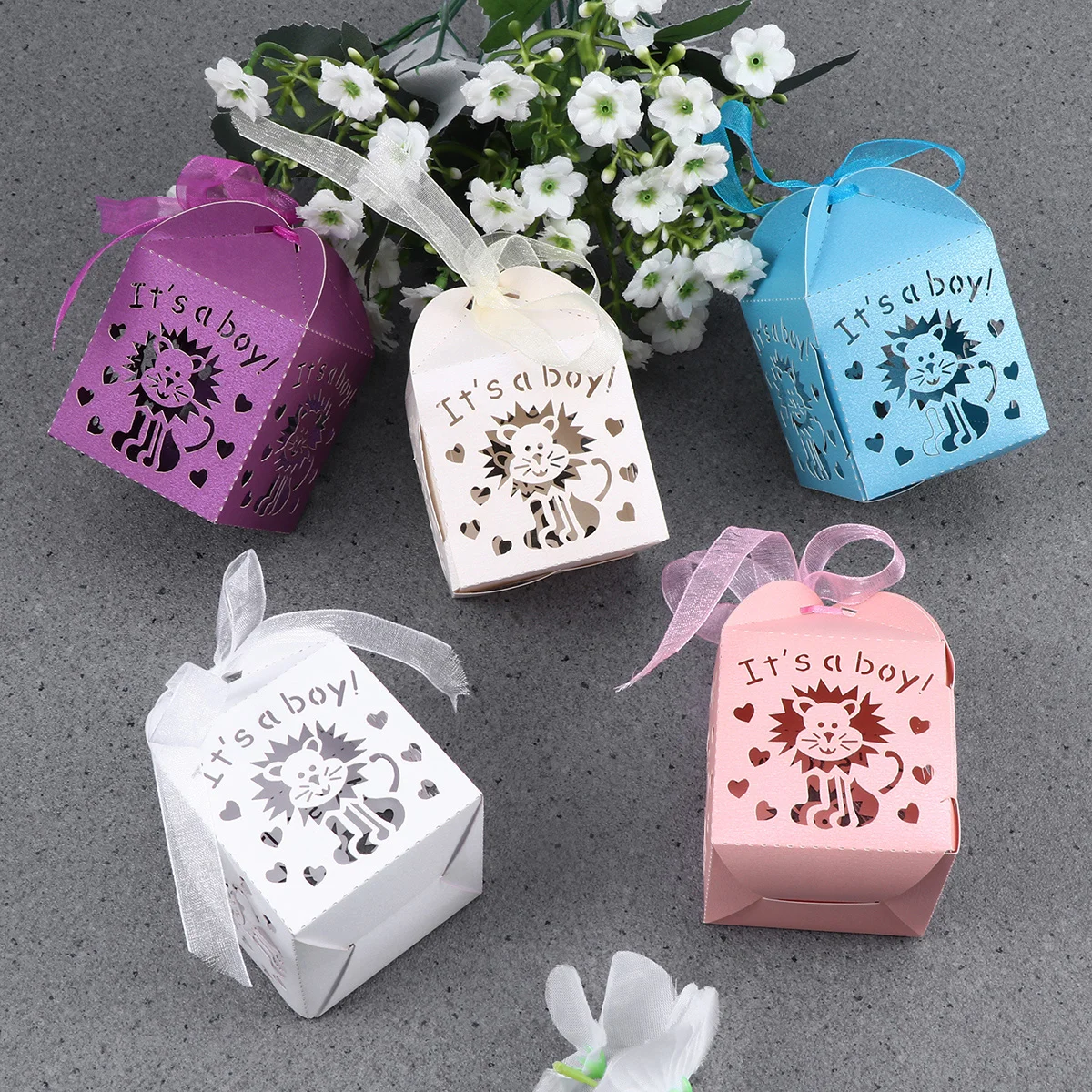 

50 Pcs White Boxes Its A Boy Shower Decorations Blue Gift Box Favor Boxes Chocolate Gift Box Baby Shower Gift Box Boy Paper