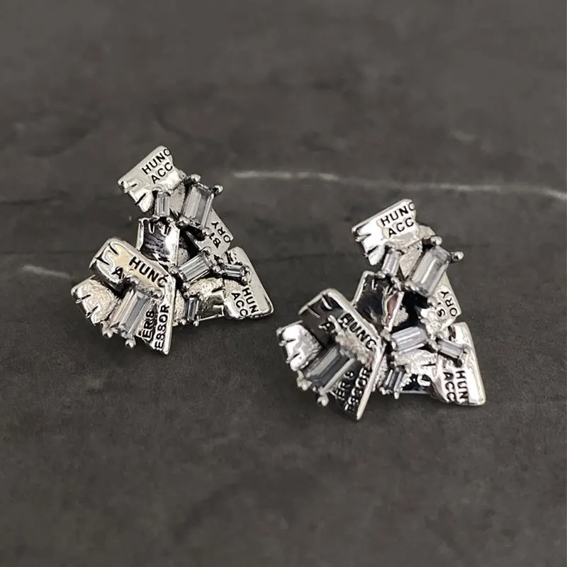 

S925 Sterling Silver Unique Love Earrings Women's Fashion Jewelry Korean Stud Earrings Aretes de Mujer Pendientes Birthday Gift