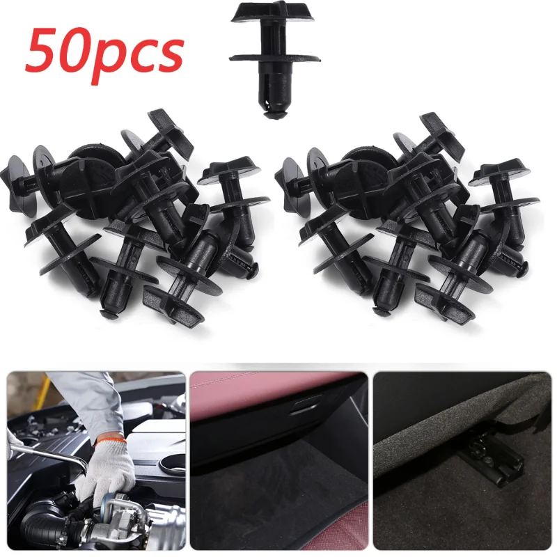 

50pcs Car Retainer Clips with Plastic Fasteners Engine Cover Screw Grommets Universal Car Clips for Replacement